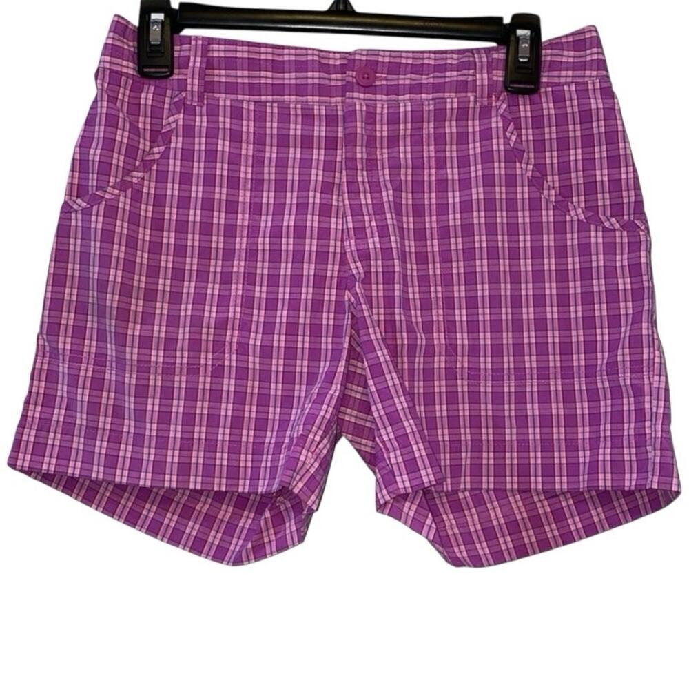 Columbia Girls Purple Plaid Shorts Size 14/16 Youth Outdoor Hiking Casual